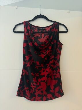 Vintage Beechers Brook Red & Black Floral Cowl Neck Tank Top Small